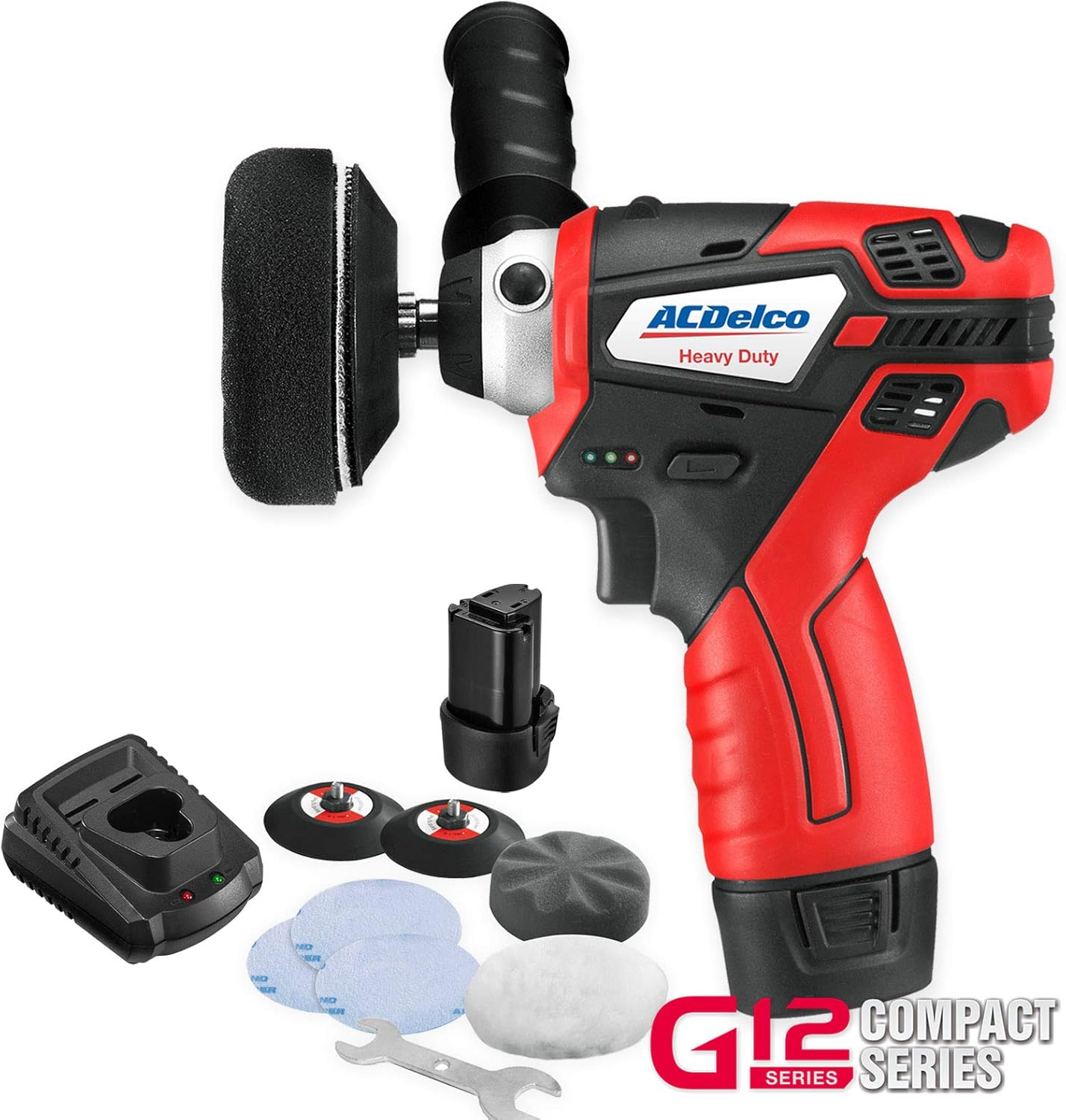 12V Cordless 3" Mini Polisher Tool Set with 2 Li-ion Batteries, Charger, and Accessory Kit G552