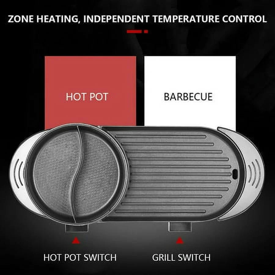 2in1 Electric Non-Stick Grill Hot Pot BBQ Soup Shabu Pot 2.2KW L2237