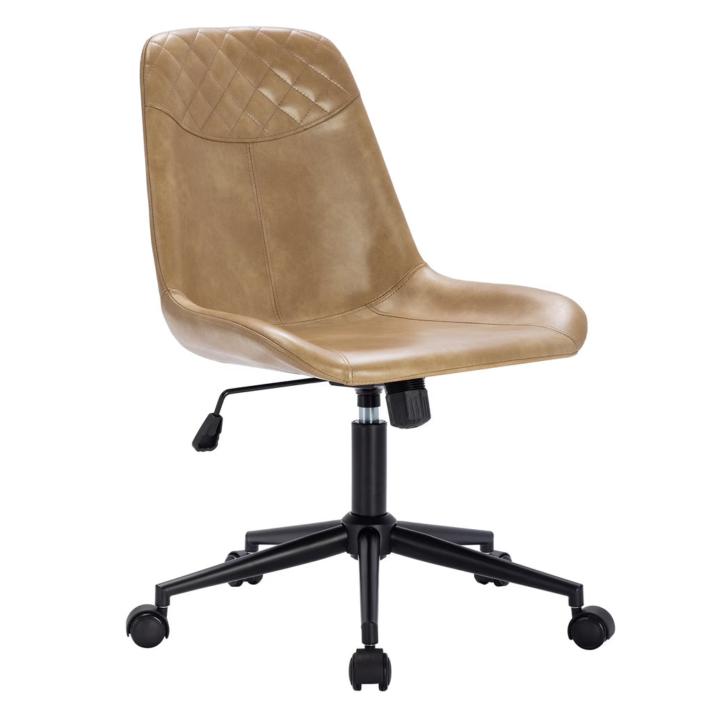 Camel Faux Leather Swivel Desk Chair with Wheels B787721