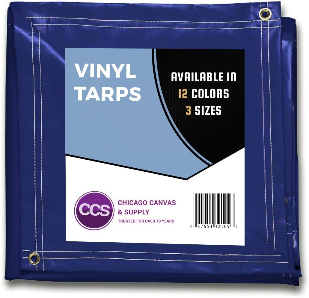 White 10 by 12 Feet Waterproof Vinyl Tarp with Rustproof Grommets E5950