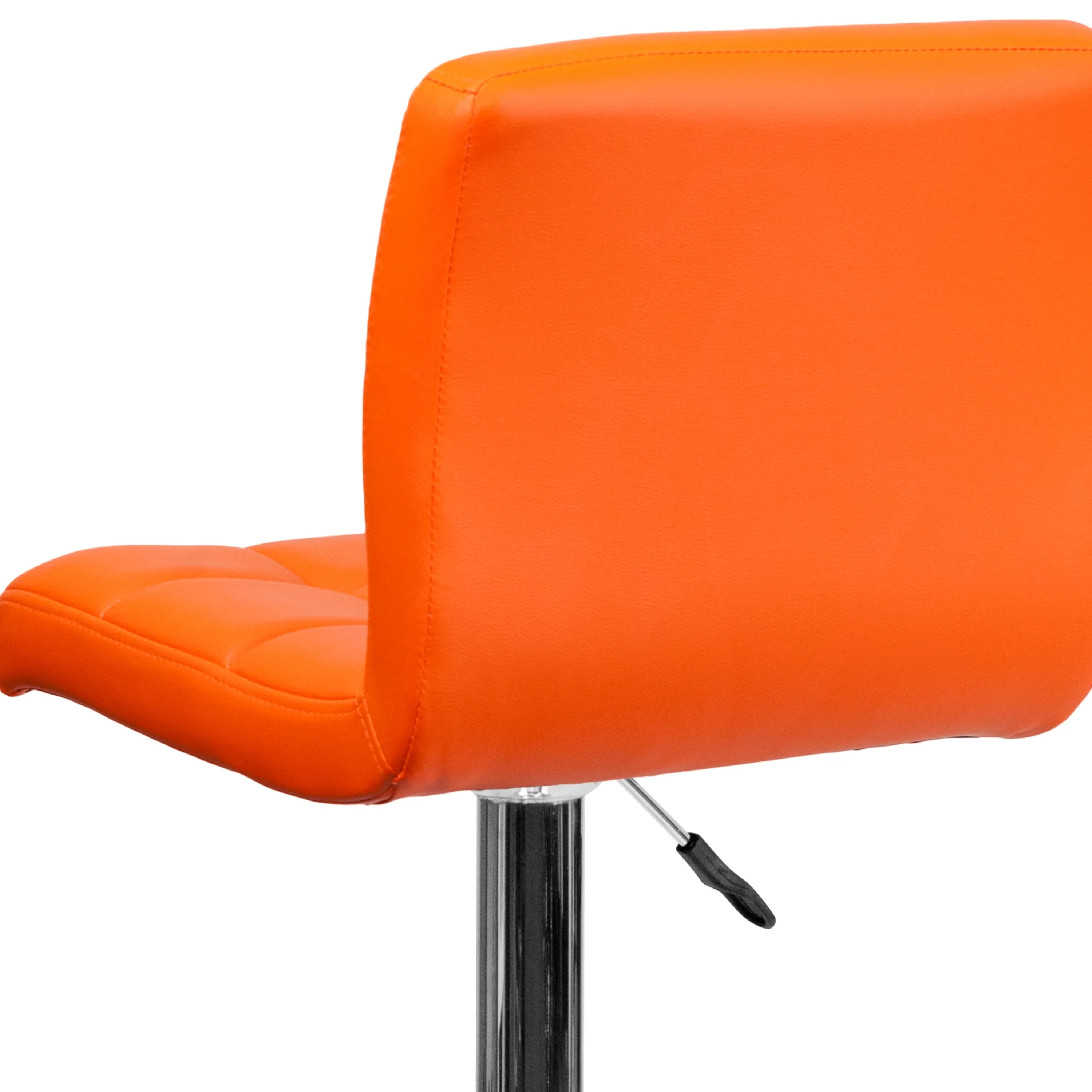 Orange Quilted Vinyl Adjustable Height Barstool with Chrome Base E3725