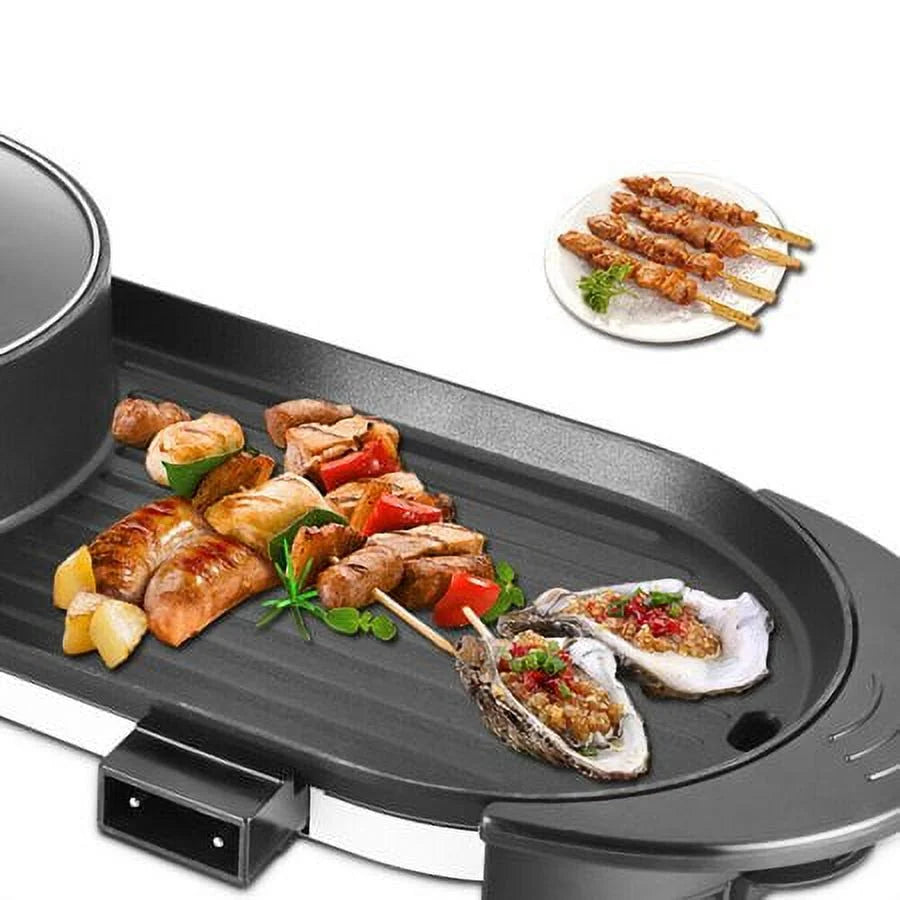 2in1 Electric Non-Stick Grill Hot Pot BBQ Soup Shabu Pot 2.2KW L2237