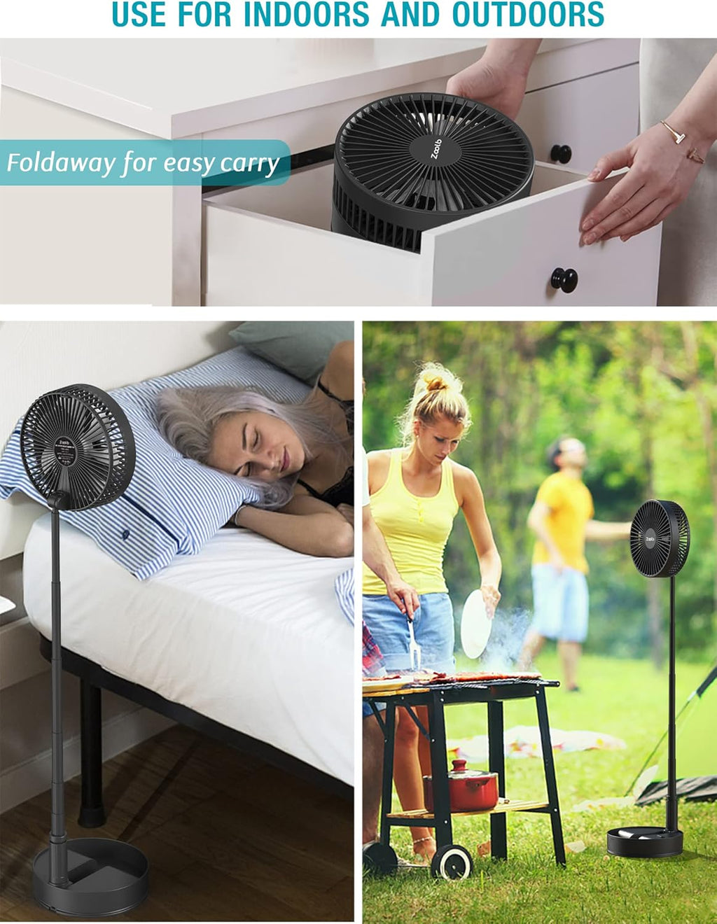 7200mAh Rechargeable Oscillating Portable Standing Fan R48252