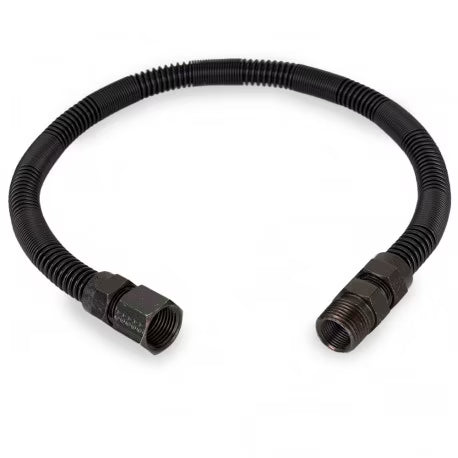 24" Black Stainless Steel Gas Fireplace Connector, 1/2" MIP x 1/2" FIP, 3/8" ID P995265