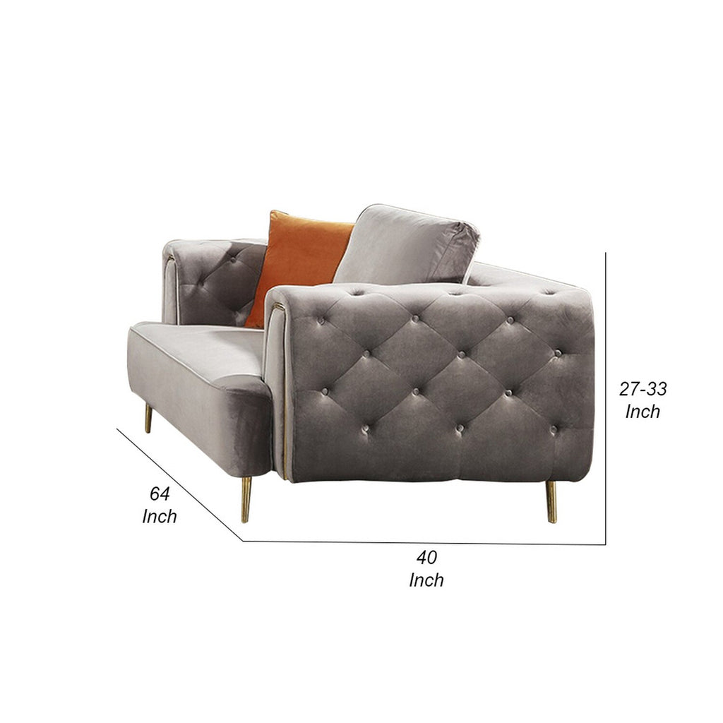 Soft Gray Velvet Loveseat M5123