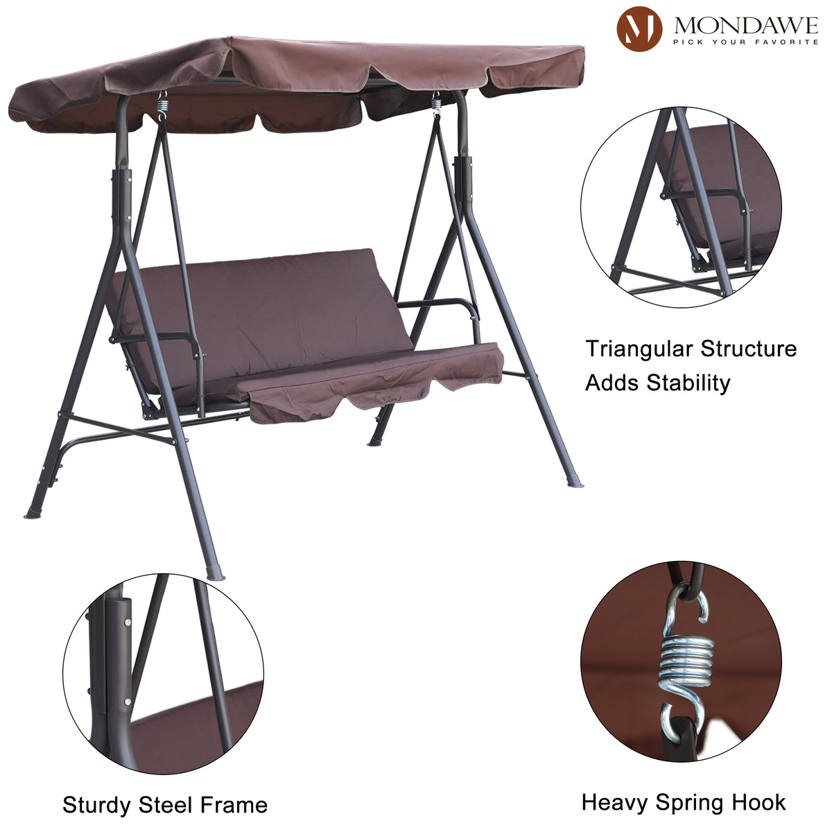 Freestanding Patio Swing Chair with Canopy O34888