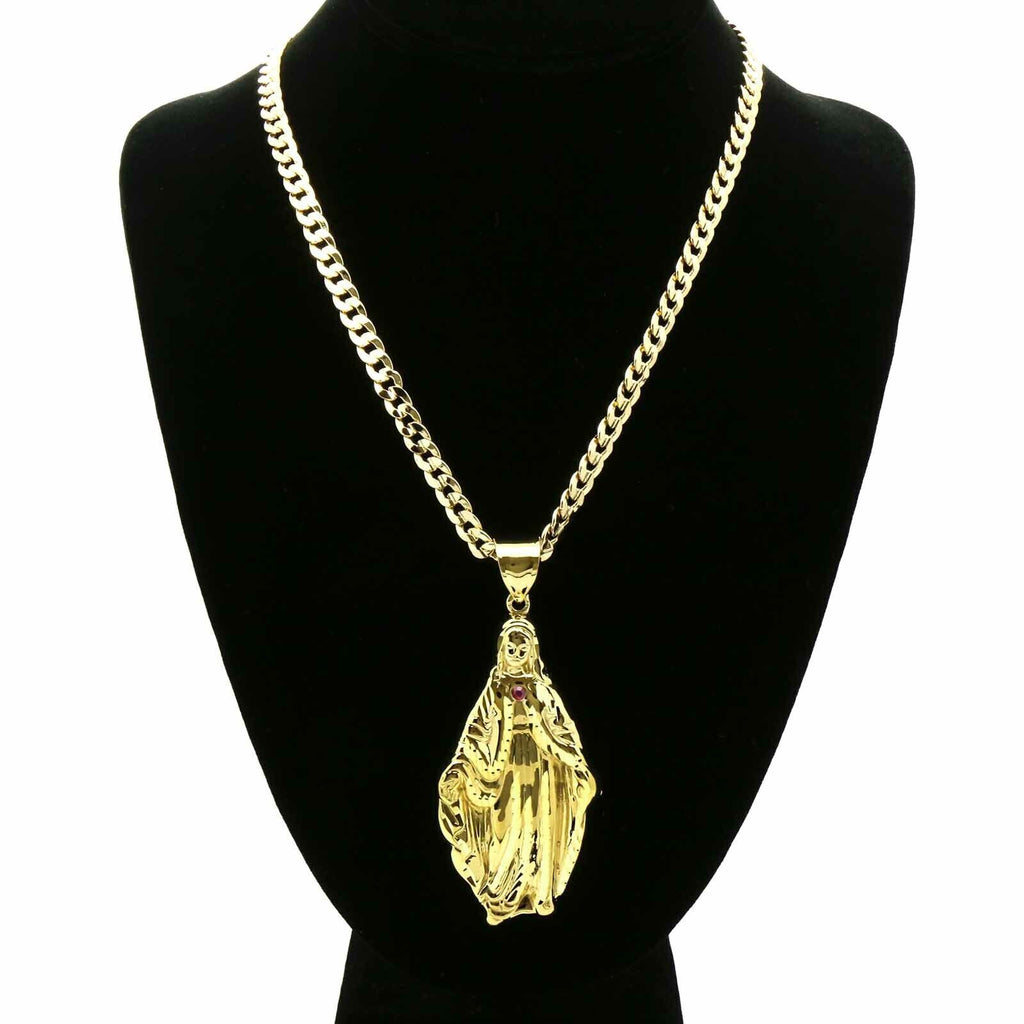 Gold Plated Pendant & 24" 14K Cuban Chain Necklace Z2232