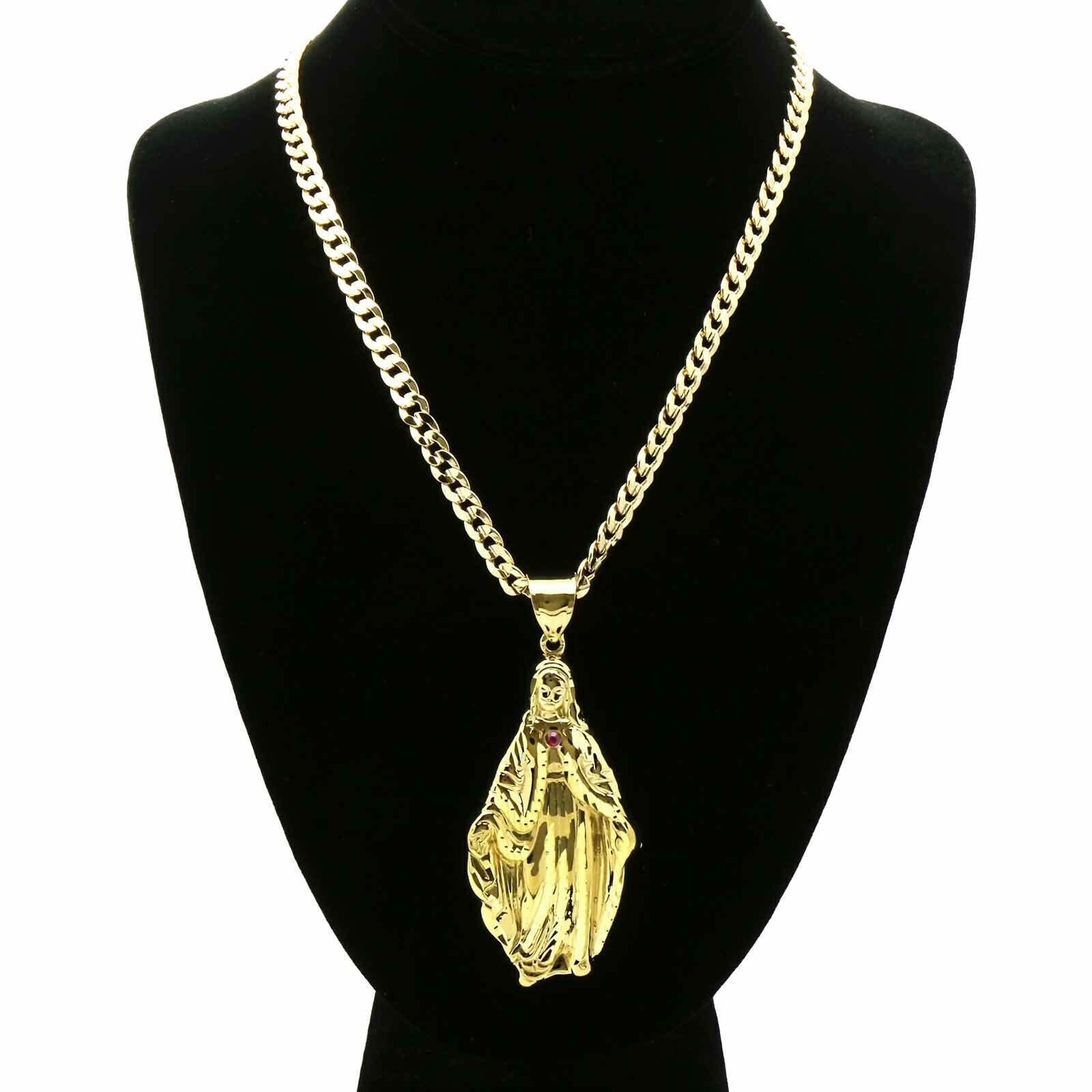 Gold Plated Pendant & 24" 14K Cuban Chain Necklace Z2232