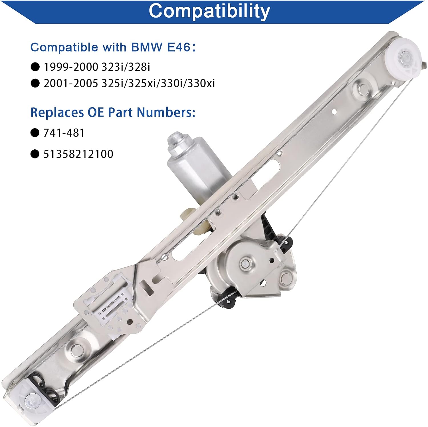 Rear Right Passenger Side Power Window Lift Regulator & Motor Assembly, Pack of 2 P4189