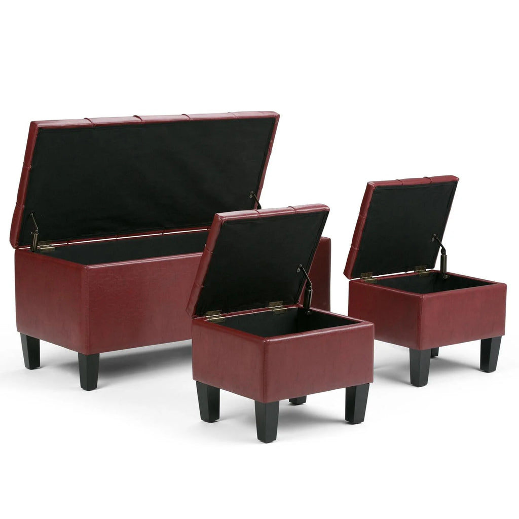 Denim Blue Faux Leather Storage Ottoman Bench Z43906