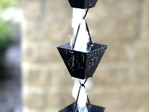 Black Powder Coated Metal Rain Chain K78508