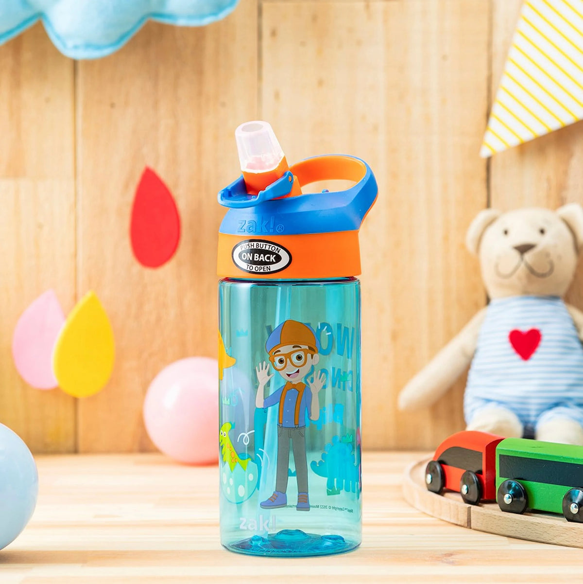 17.5 oz Kids Water Bottle with Spout Cover and Carrying Loop, Durable Plastic, Pack of 2 L171562