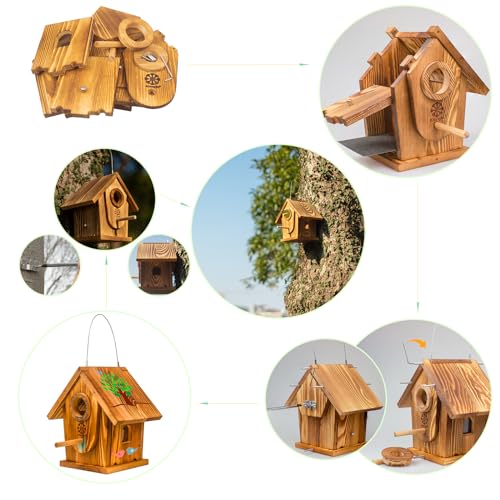 Carbonized Solid Mortise & Tenon Bird House DIY Kit A656