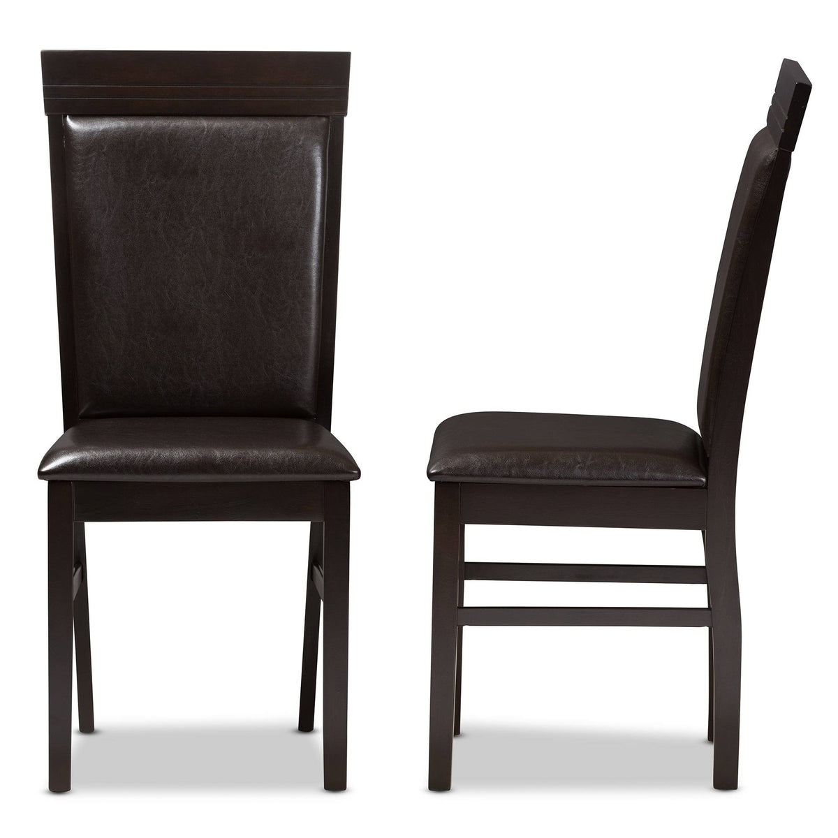 Dark Brown Faux Leather Dining Chair Set B33103