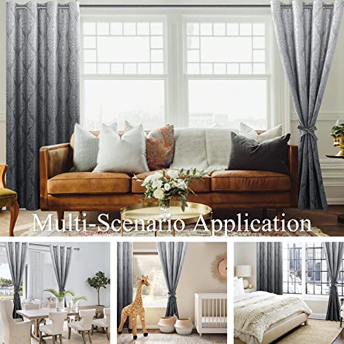 Navy Blue Grommet Curtains, W 42 x L 84 Inch, Set of 2 Panels D526992
