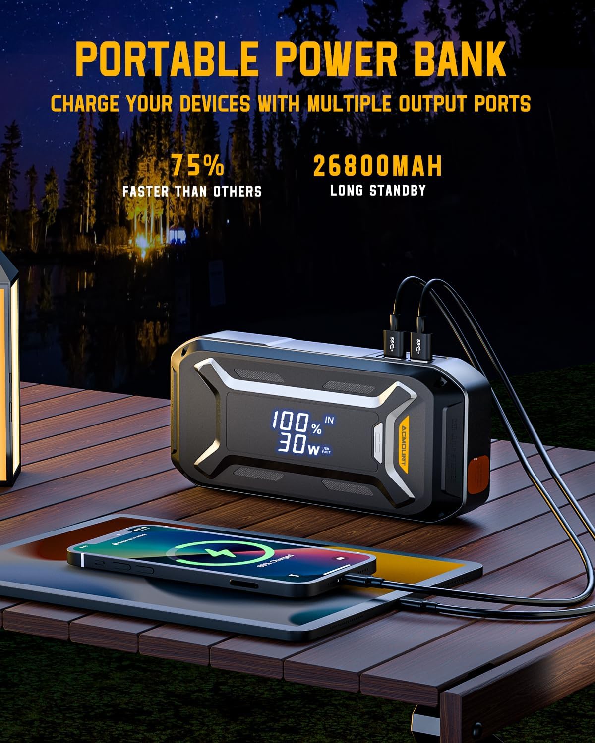 5000A Peak 12V Portable Car Jump Starter with LCD Display O322