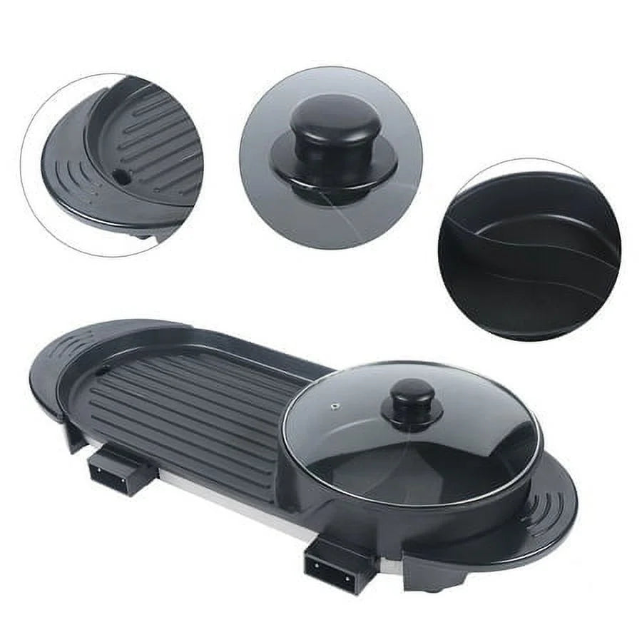 2in1 Electric Non-Stick Grill Hot Pot BBQ Soup Shabu Pot 2.2KW L2237