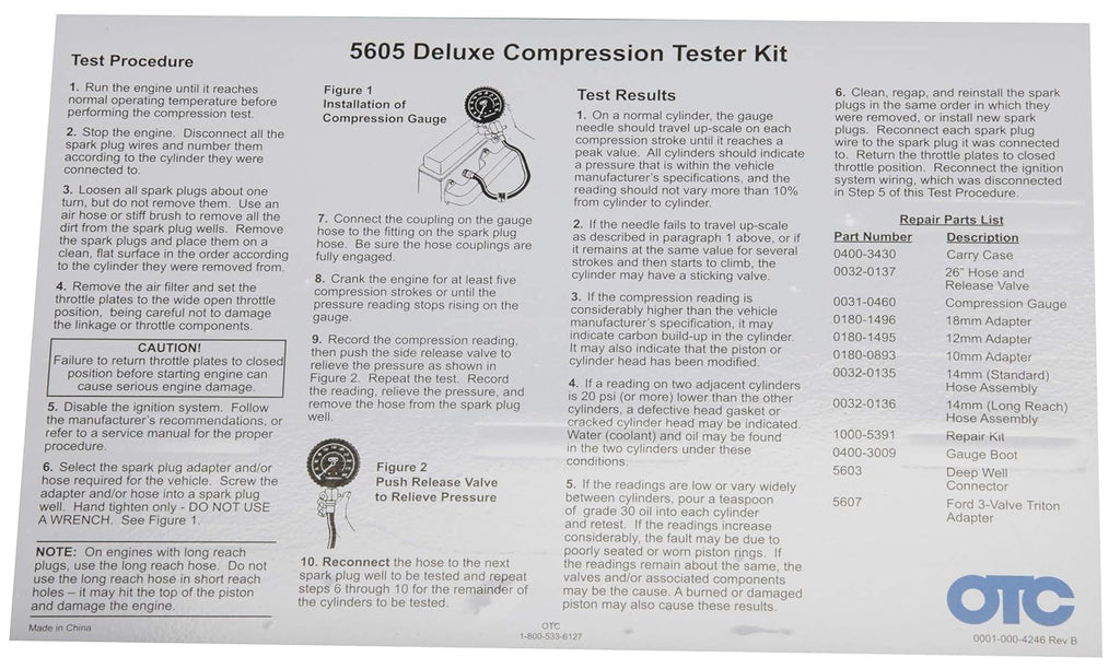 Deluxe Compression Tester Kit with Carrying Case I160