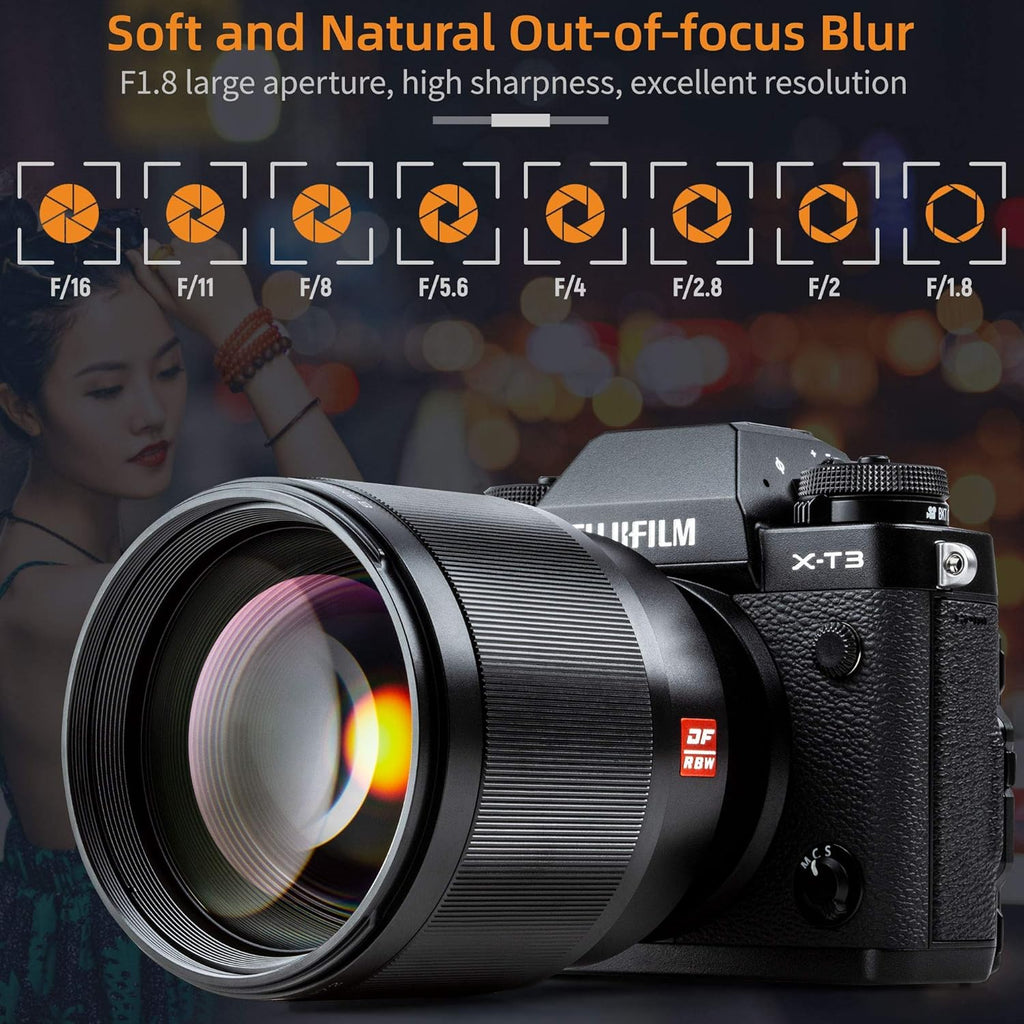 85mm F1.8 Prime Lens Medium Telephoto Portrait Lens for Fuji X Mount Camera H14273