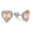 18K White Gold Morganite & Diamond Halo Stud Earrings B661261