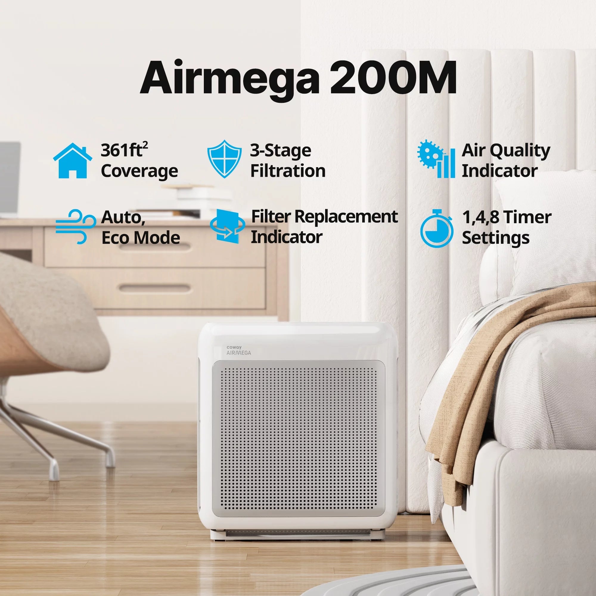 White True HEPA Air Purifier with 361 sq. ft. Coverage R498684