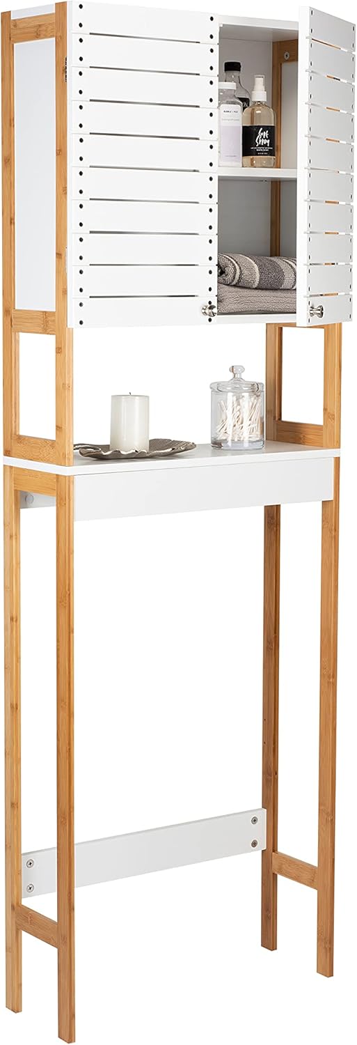 White Bamboo 3 Shelf Over The Toilet Cabinet H73992