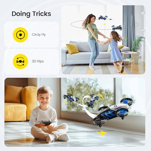 Mini Indoor Drone with Land & Fly Mode, RC Quadcopter Q89387