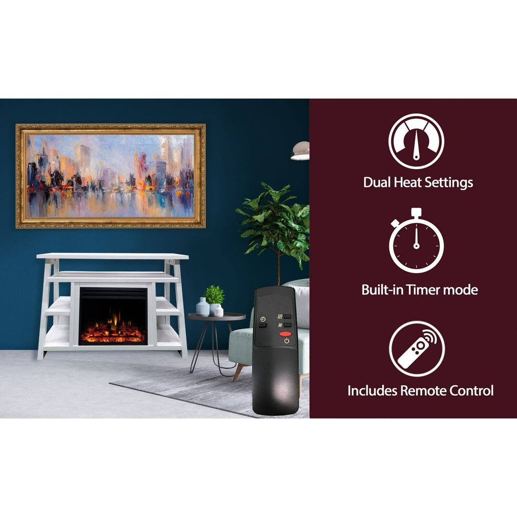 White Electric Fireplace Mantel V2231