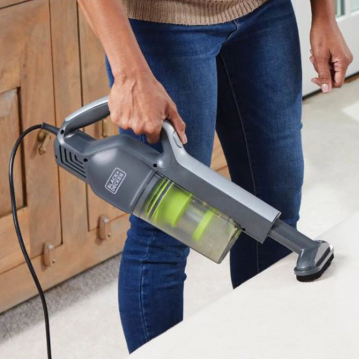 Gray and Green Stick Vacuum Cleaner with HEPA Filter A113