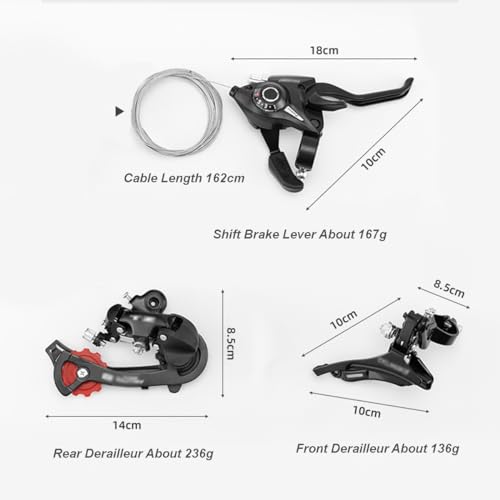 3x7 Speed Mountain Bike Gear Shift Brake Lever Set with Digital Gear Dial & Brake Cable A398558