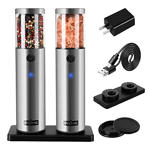 Electric Salt and Pepper Grinder Set, 2 Mills, Rechargeable, Stainless Steel E8555