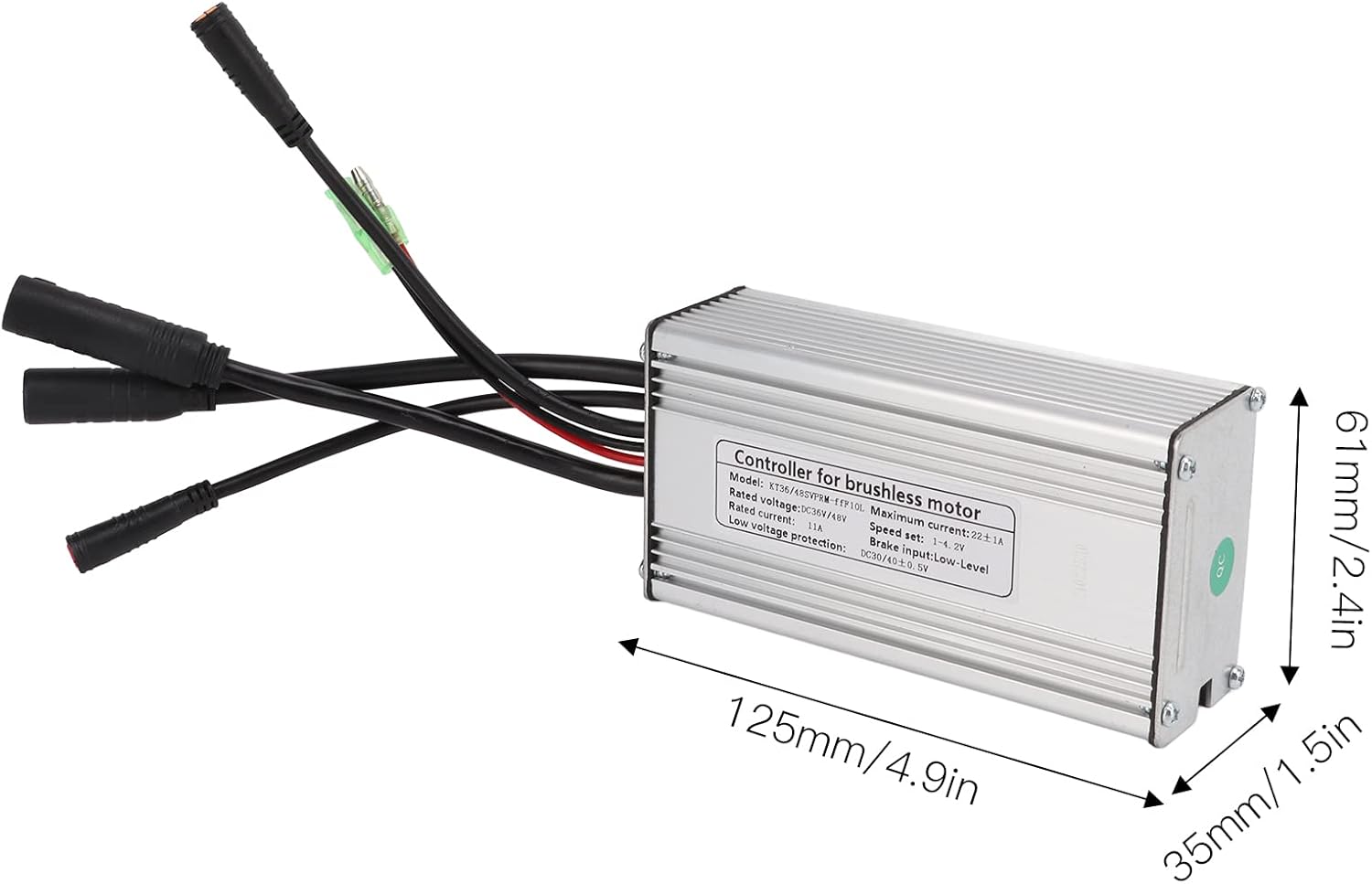 Motor Brushless Controller, 36V/48V 22A Waterproof Sine Wave Motor Controller for 500W Motor E-Bike D88119