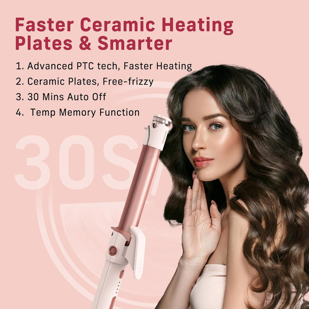 2-in-1 Curler Iron and Steam Hair Straightener, 1" Ceramic Hair Curling Wand X29291
