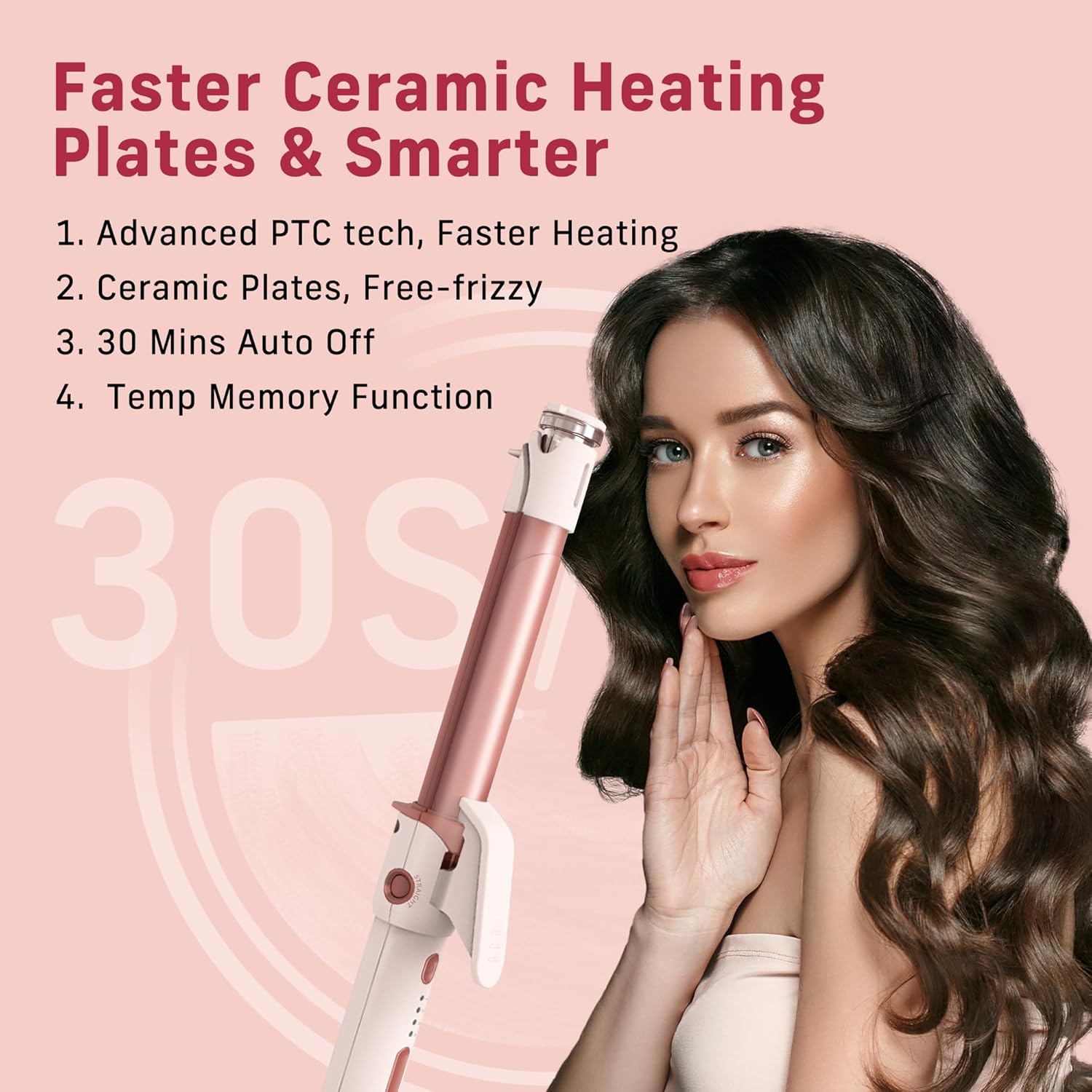 2-in-1 Curler Iron and Steam Hair Straightener, 1" Ceramic Hair Curling Wand X29291