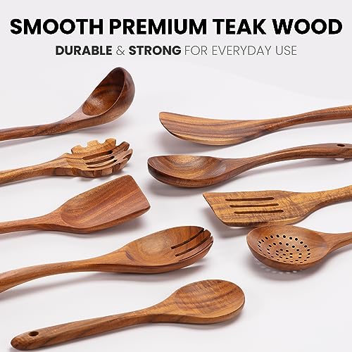30-Piece Natural Teak Wooden Utensil Set G38905