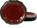 6 Piece Stoneware Dinner Plate Set Red B6918