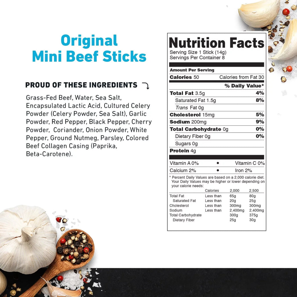 Grass Fed Original Mini Beef Sticks 28 Sticks 14.5oz M7016