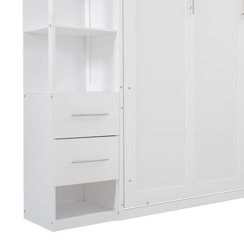 Gray Queen Size Wood Murphy Bed with LED Lights T81394