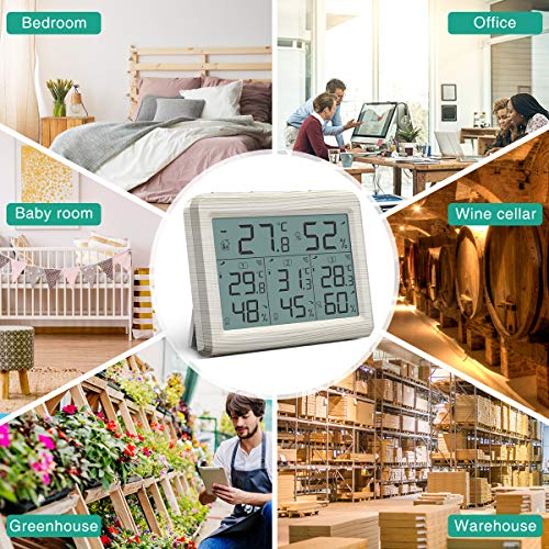 White Wireless Digital Hygrometer Thermometer with 3 Sensors D196