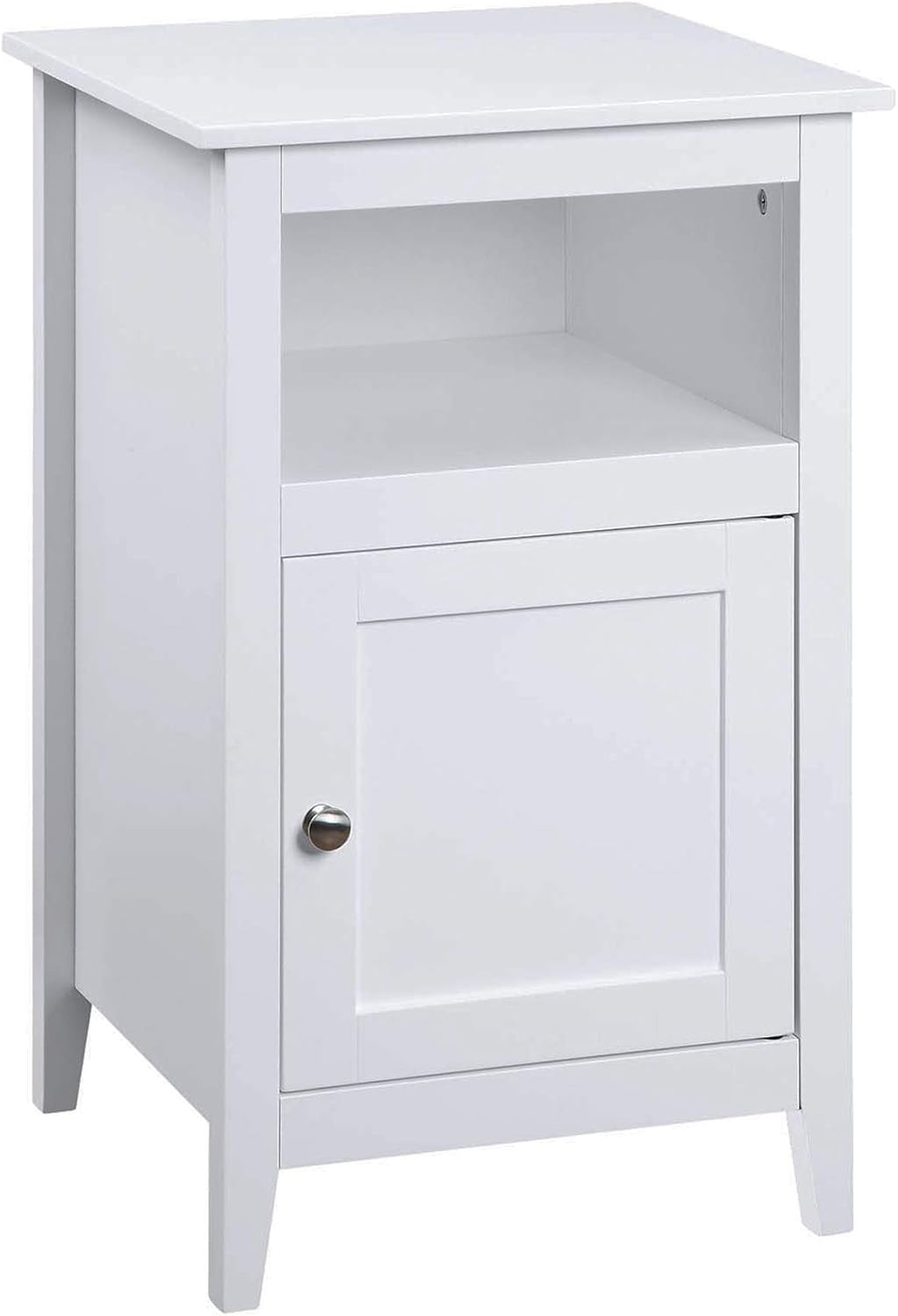 White Storage Cabinet End Table with Shelf C507