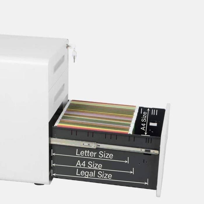 3-Drawer Metal Mobile File Cabinet with Locking Keys V9138