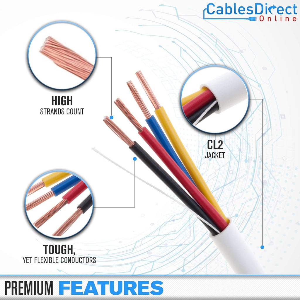 500ft 18AWG 4 Conductors CL2 Rated Speaker Cable Wire Y93435