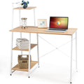 Natural Computer Desk with Shelves C68239