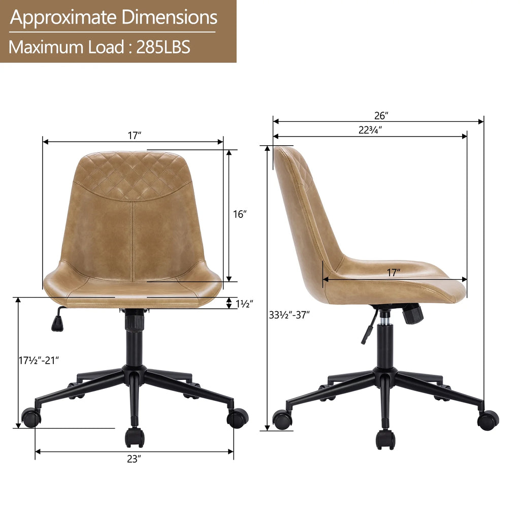 Camel Faux Leather Swivel Desk Chair with Wheels B787721