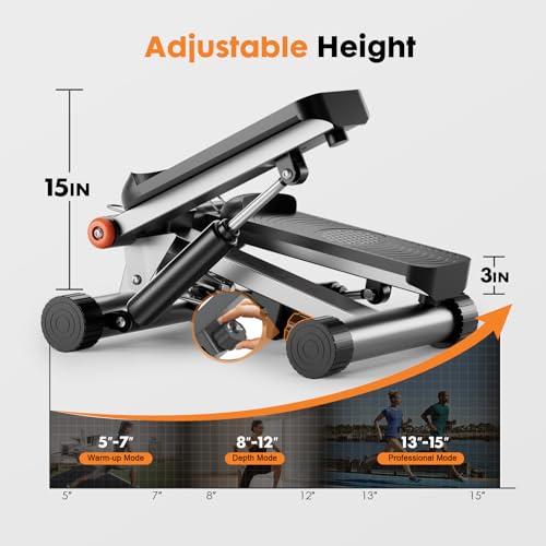 Adjustable Height Stair Stepper with Resistance Bands & LCD Monitor J9959