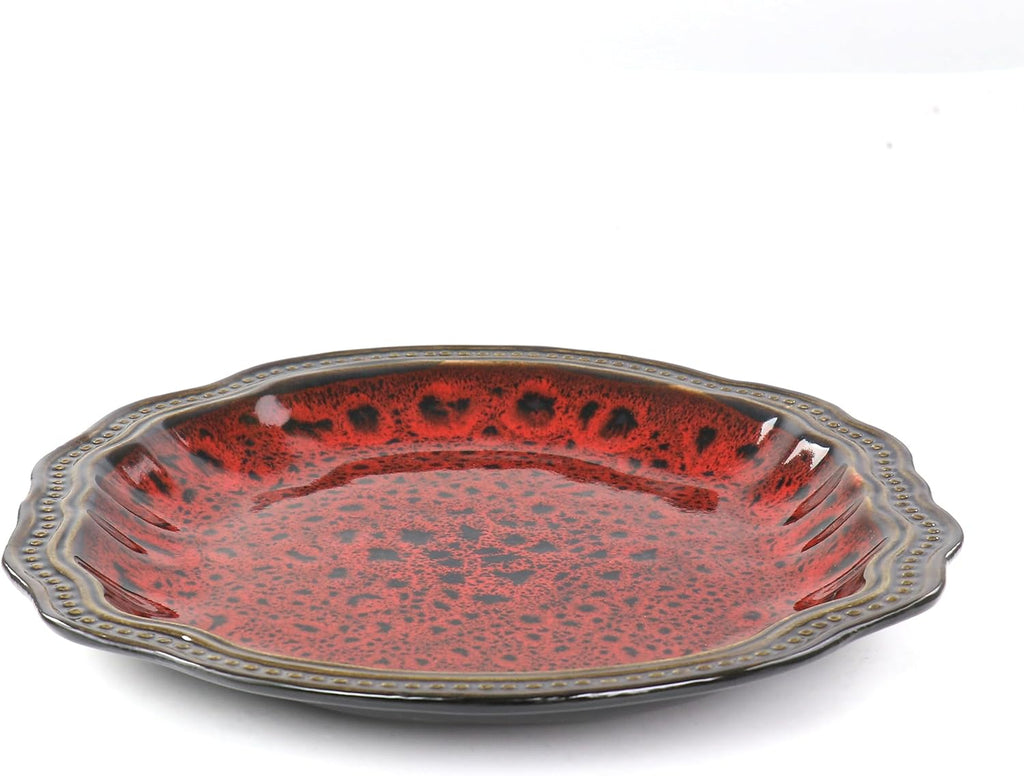 6 Piece Stoneware Dinner Plate Set Red B6918