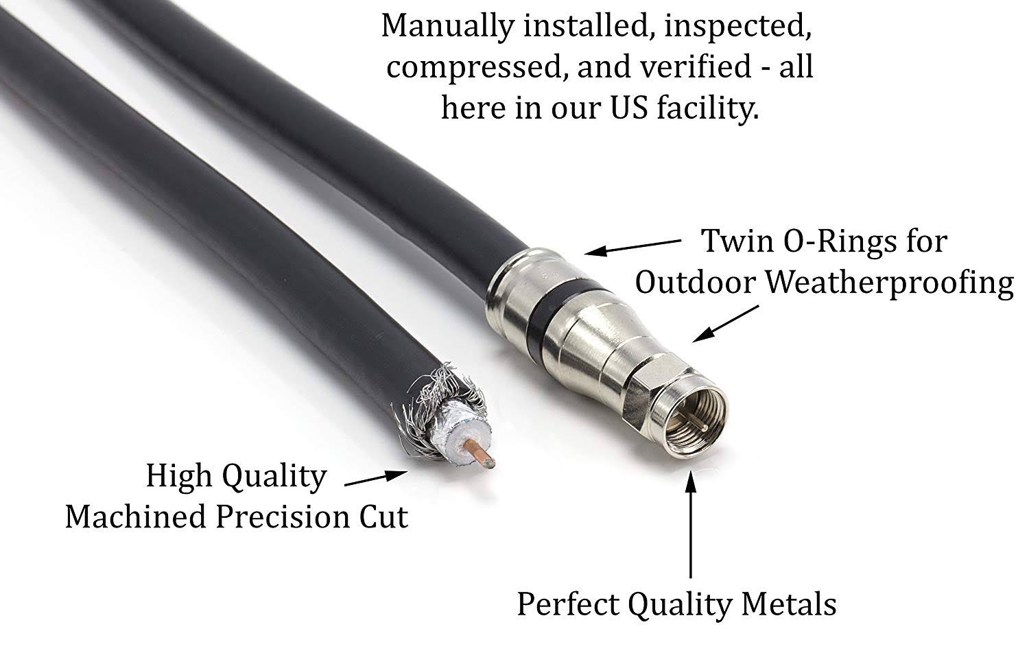 100 Foot RG-11 Coaxial Cable with F Type Connector W317