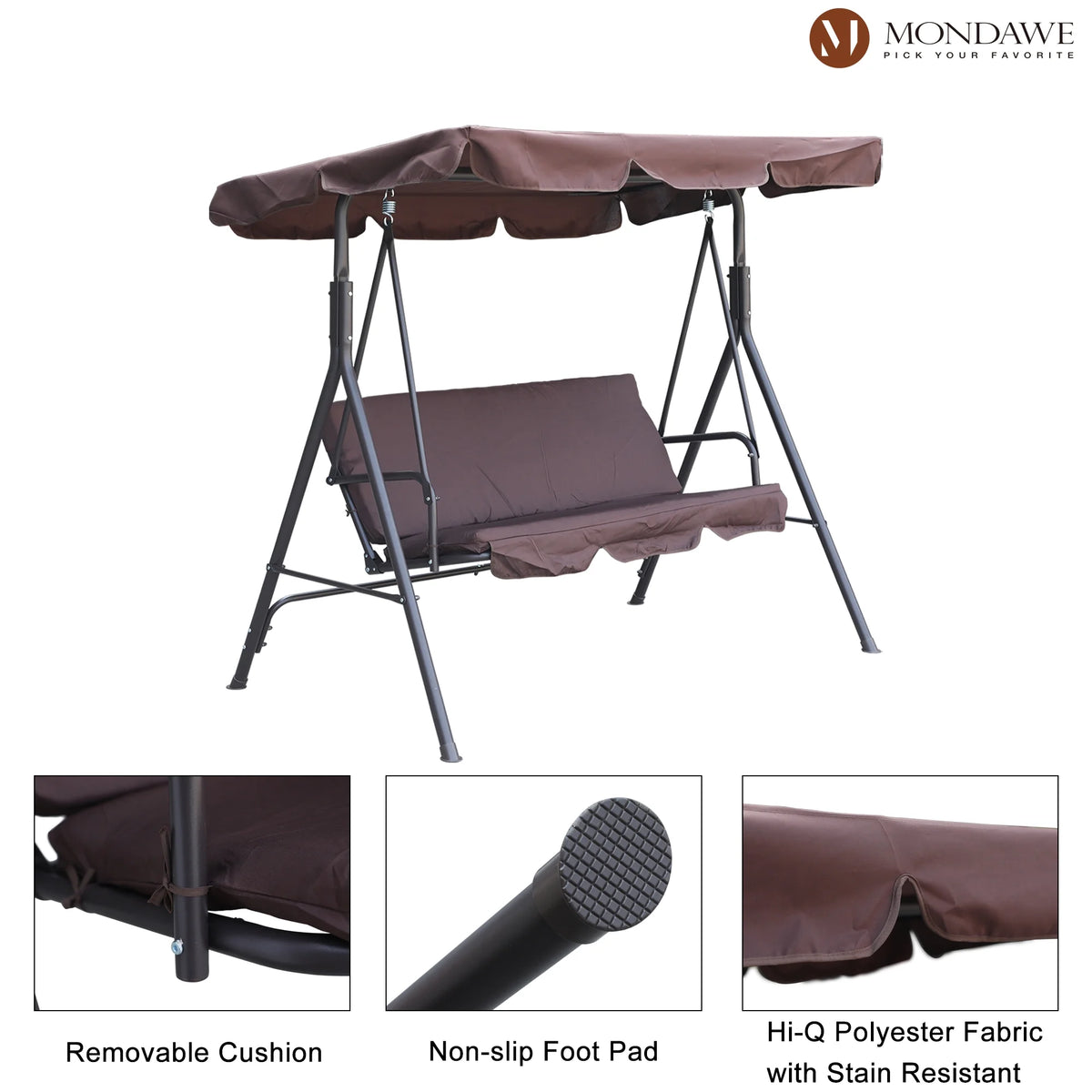 Freestanding Patio Swing Chair with Canopy O34888