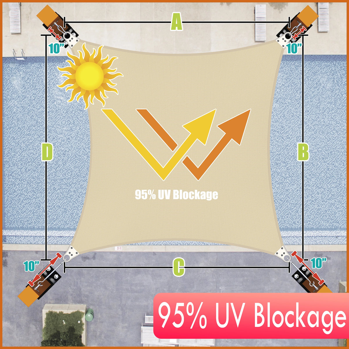Beige Square Sun Shade Sail Canopy P639139