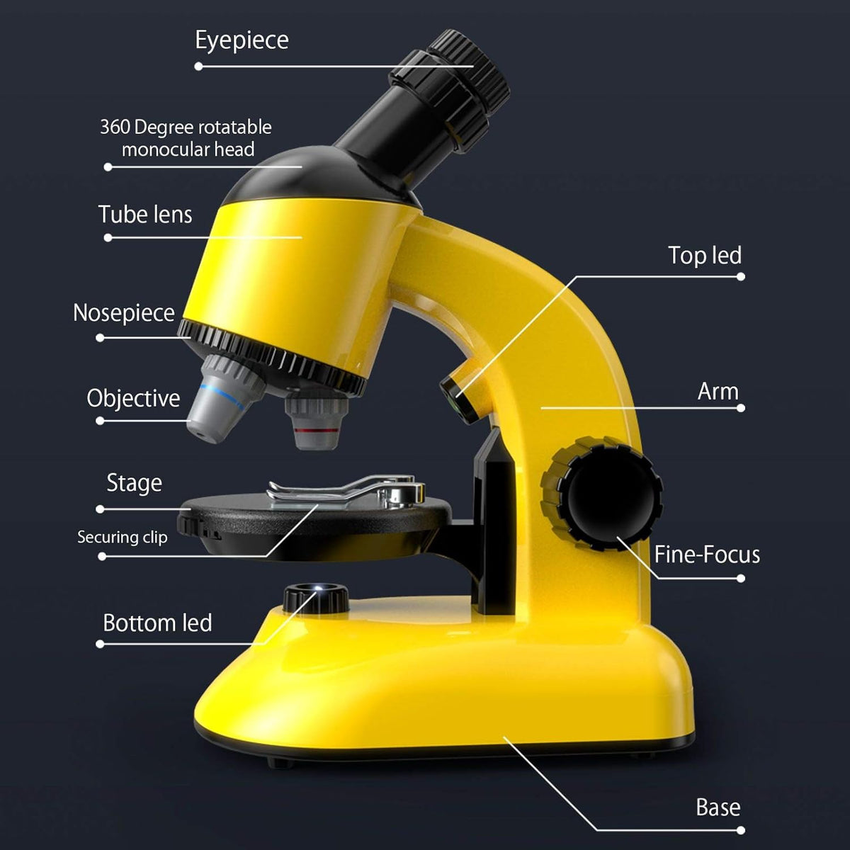 40X-1200X LED Microscope Kit with Slides X8210